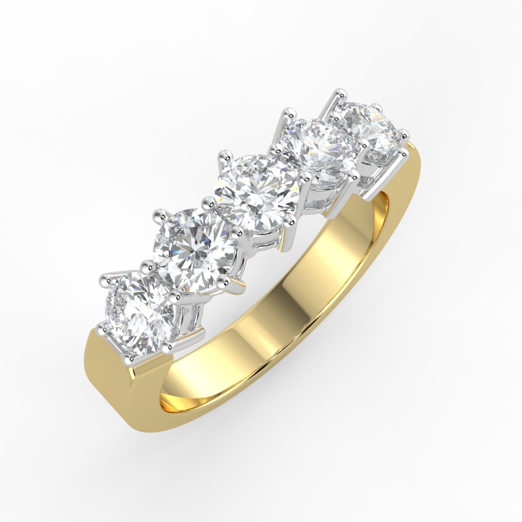 anillo de oro cinco diamantes